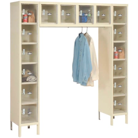 Global Industrial 16 Person Clear View Locker, 72inW x 18inD x 78inH, Tan, Assembled B2318151